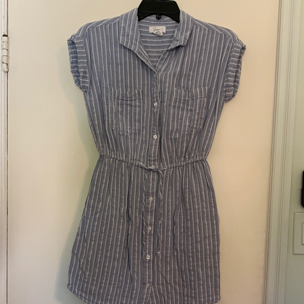 Jopra Casual Blue Striped Button-Front Women’s Dress